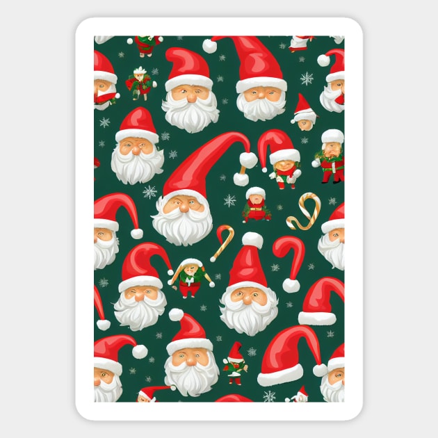 Christmas Seamless Pattern, Santa Claus #3 Sticker by Endless-Designs